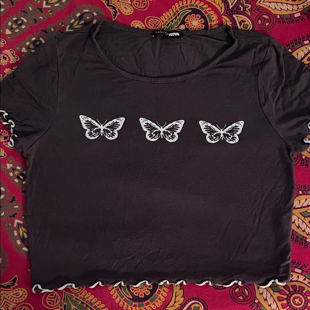 Fashion Nova Butterfly Crop Top- sz M